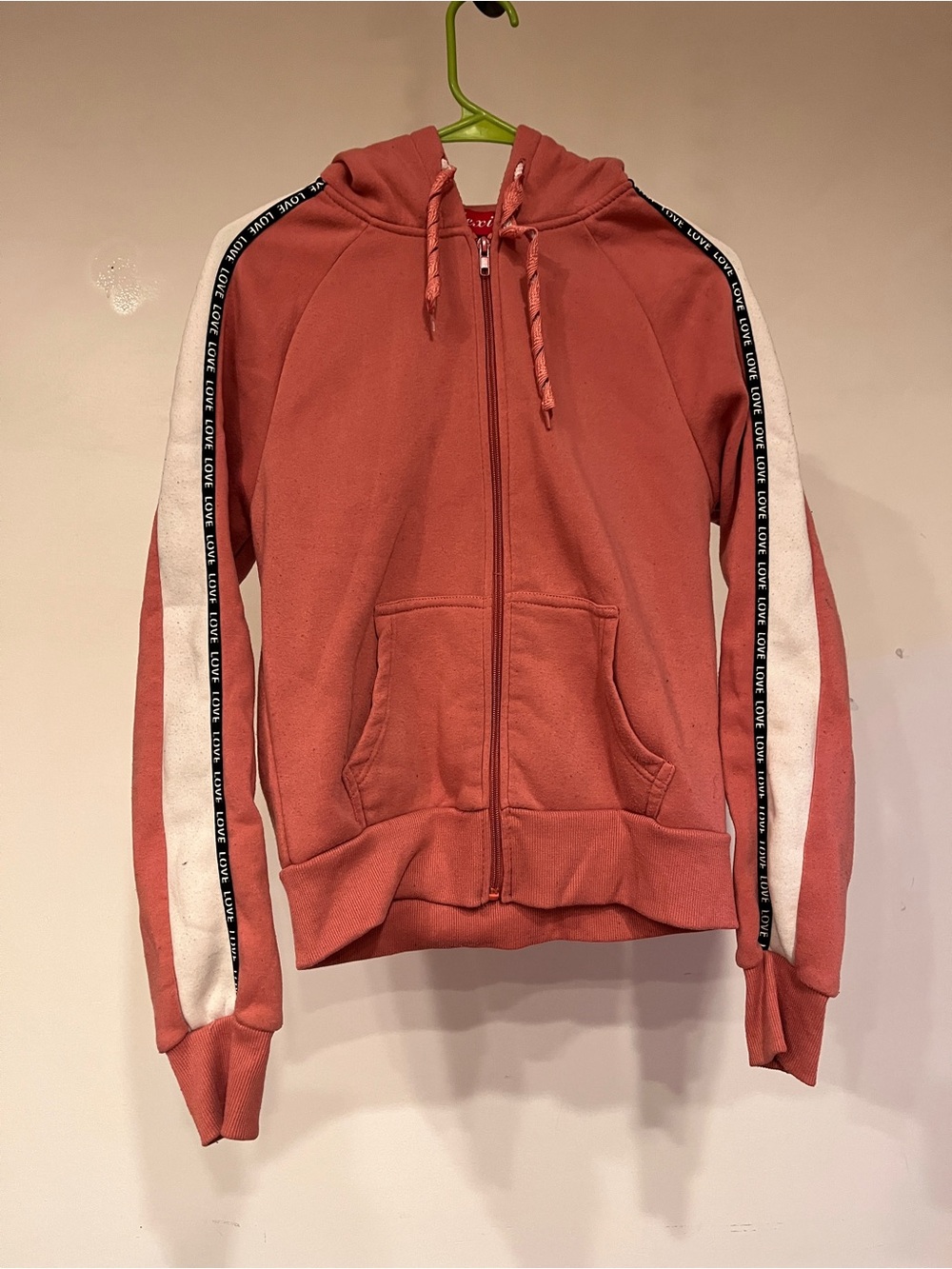 Flexi Coral Zip Hoodie with White Sleeve Stripes
